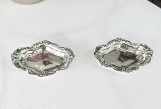 Pair Wallace 4114 Rose Motif Sterling Silver Candy,  Nut,  Bowls,  6 "