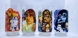 Vintage 1977 Burger King Star Wars Commemorative Glasses - Complete Set Of 4