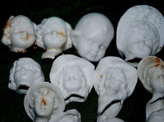 15 large antique german bisque doll heads 0410 2
