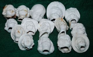 15 large antique german bisque doll heads 0410 5