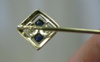 Antique Vintage c.  1910 14K White Gold Diamond and Sapphire Stick Pin w/Orig.  Box 3