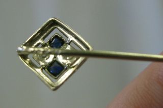 Antique Vintage c.  1910 14K White Gold Diamond and Sapphire Stick Pin w/Orig.  Box 4