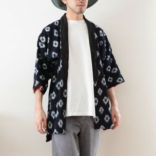 Noragi Jacket Indigo Kimono Kasuri Fabric Japan Vintage 30～40s