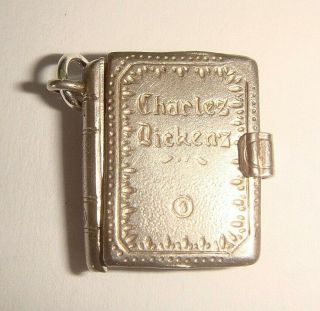RARE VINTAGE SILVER OPENING ' CHARLES DICKENS ' PICTURE BOOK CHARM 2