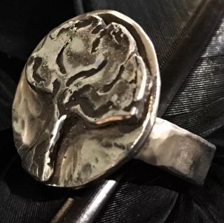 Heavy One Of A Kind Estate Sterling Silver Studio Made Tree Of Life Ring 7.  5