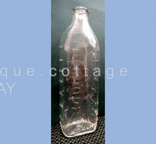 vintage/antique BUNNY RABBIT GLASS BABY BOTTLE raised embossed 8oz HAZEL ATLAS 4