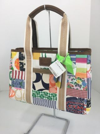 Coach Hampton Patchwork Small Tote Vintage Canvas Bag 10454 B2t