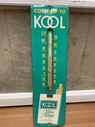 Vintage Kool Filter Kings Cigarettes Advertising Intact Thermometer Sign