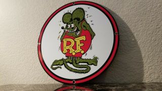 Vintage Rat Fink Porcelain Ed Roth Hot Rod Gas Oil Auto Service Station Sign