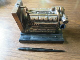 Vintage Caterpillar Cast Motor Desk Top Pen Holder