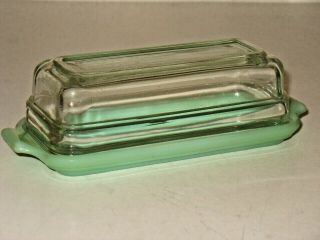 Vintage Fire King Jadeite Jadite Butter Dish Crystal Lid Oven Ware