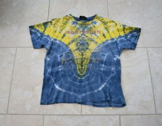 Vintage 80s Iron Maiden Symmetria Tie Dye Shirt Tee Size Medium