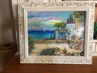 Vintage Oil Painting On Canvas Signed Framed By Mary Defranco