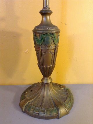 Vintage Antique 22 " Royal Art Glass Co Ny Cast Metal Painted Slag Lamp Base