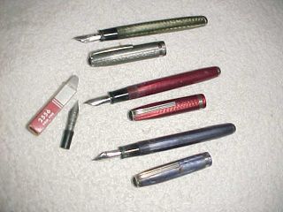 3 Vintage Esterbrook Sj Fountain Pens - Red Gray Blue Pearlescent - X - Nib