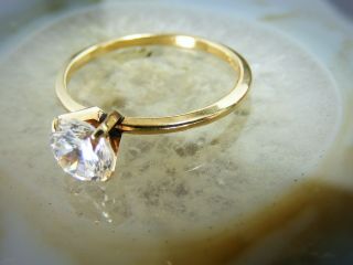 14k Yellow Wedding Band 6mm Cz Ring Size: 8 Vintage Solitaire