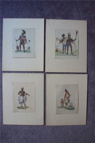 4 Hand Colored Copper Plate Engravings Circa 1790 