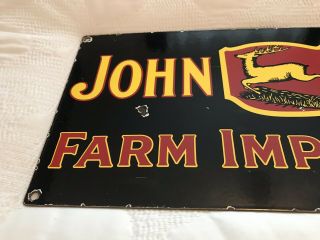 VINTAGE JOHN DEERE PORCELAIN SIGN,  SALES,  SERVICE,  FARM EQUIPMENT,  FORD TRACTOR 2