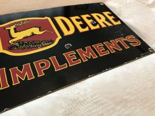 VINTAGE JOHN DEERE PORCELAIN SIGN,  SALES,  SERVICE,  FARM EQUIPMENT,  FORD TRACTOR 6