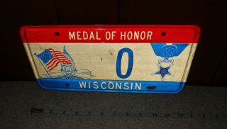 State Of Wisconsin Medal Of Honor Valor 0 1 Military Vintage License Plate