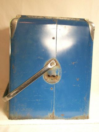 Vintage 1950 ' s Blue DRINK PEPSI COLA Metal Cooler w/Opener,  Functions Perfectly 8