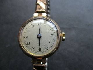 Vintage 9ct Gold,  Swiss Made,  Ladies 15 Jewels Watch Screw Back Stamped Ebe Gwo