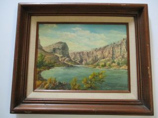 Karl Von Weidhofer Vintage American Oil Painting Landscape Mountain Lake Canyon