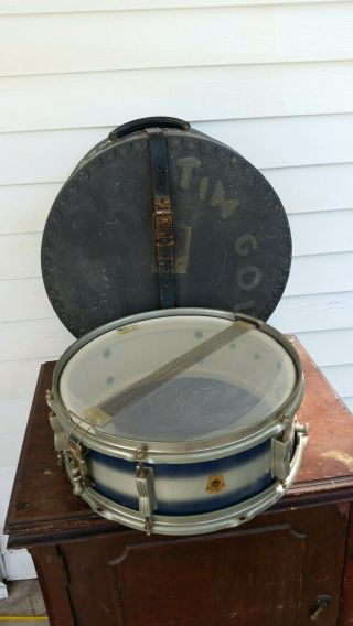 Vintage Estate Find Ludwig Snare Drum 6 In X 14.  5 Dark Blue/grey And Old Case