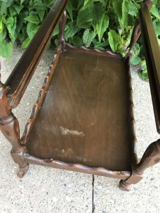 Antique VTG 1960s Moving Wood Bar Tea Serving Buffet Cart Removable Glass Tray 5