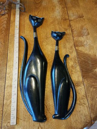 Vtg Set Of 2 Sexton Siamese Cat Wall Hanging Plaques Mid Century Modern Metal