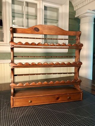 Rare Vintage Tiered Pipe Rack W/ Drawer - Holds 33 Pipes,  Tobacco Tins & Tools