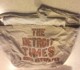 Vintage Detroit Times Newspaper Paperboy Shoulder Canvas Carrier Bag