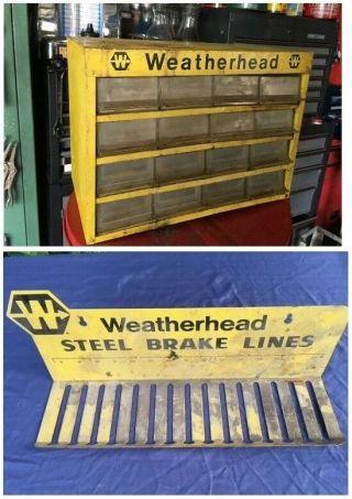 2 Vintage Automotive Retail Metal Display Items Sign Weatherhead