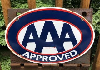 Vintage Triple A Approved Porcelain Gas & Oil Sign Pump Plate