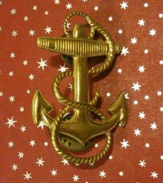 Vintage Wwii Us Navy Fouled Anchor Lapel Pin Marked H - 24 - N