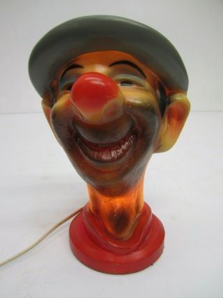 Vtg Ny Vinyl Pc Clown Hobo Head Lamp Night Light Circus Carnival Game Prize Odd