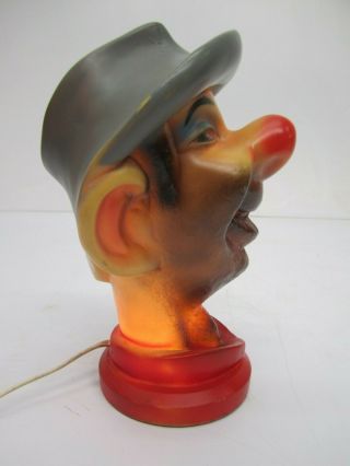 Vtg NY Vinyl PC Clown Hobo Head Lamp Night Light Circus Carnival Game Prize Odd 4