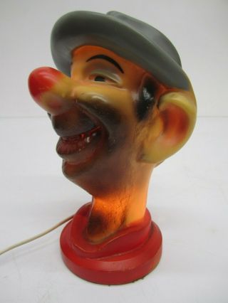 Vtg NY Vinyl PC Clown Hobo Head Lamp Night Light Circus Carnival Game Prize Odd 5