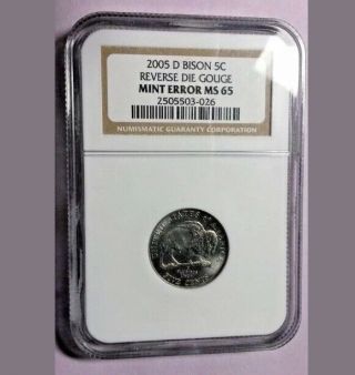 Speared " Bison " Buffalo Nickel Error Ngc Ms65 Unbelievably Rare
