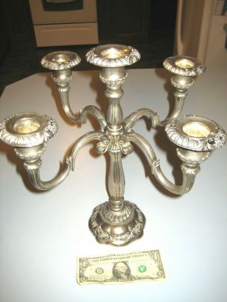 Godinger Silver Art Company Silver Plated Candelabra For 5 Candles 13 3/4 " Tall