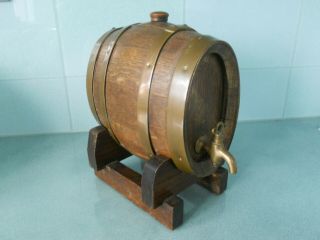 Vintage Small French Oak Wine Cask Barrel With Brass Tap - Meilleur Ouvrier 1933
