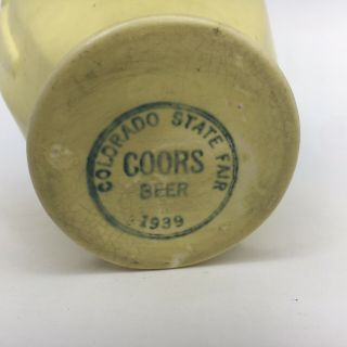 Coors Beer Colorado State Fair 1939 Vase Yellow Antique Vintage Pottery Rare 7