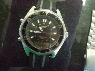Vintage,  Casio,  Amw320r 2701 Diver Style Watch,  Black,  Gold Bezel,