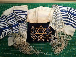 Vintage Tallit,  Talis,  Prayer Shawl With Star Of David Bag - Judaica - Shul 1934