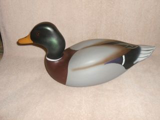 Ducks Unlimited Mallard Drake Hand Painted Wood Carved Decoy Life Size