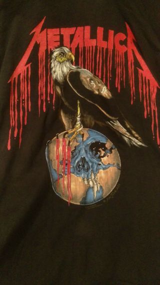 Vintage Rare Metallica 1990 ' s Pushead Eagle Long sleeve tour shirt size XL 2