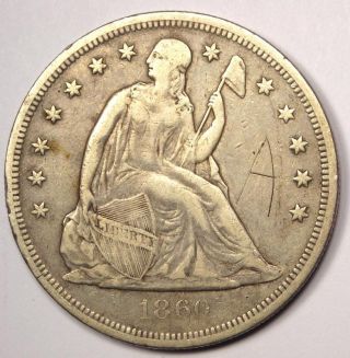 1860 - O Seated Liberty Silver Dollar $1 - Vf Details - Rare Early Type Coin