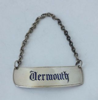 Solid Sterling Silver & Enamel Vermouth Wine Label/ Ticket 1958/ L 4.  8 Cm