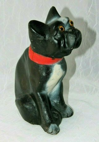Vintage Chalkware French Bulldog Glass Eyes C1930 