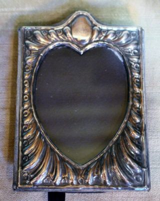 English Sterling Heart Shaped Desk Picture Frame (london,  1961)